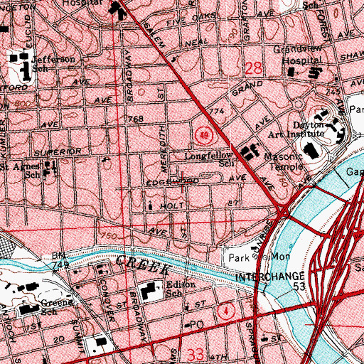 Topographic Map of Edgewood Baptist Church, OH