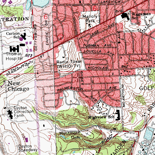 Topographic Map of Everybodys Tabernacle Church, OH