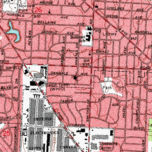 Topographic Map of Faith Evangelical Lutheran Church, OH