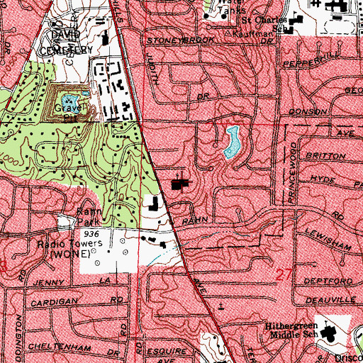 Topographic Map of Far Hills Baptist Church, OH