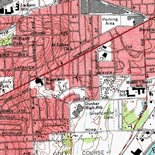 Topographic Map of Gard Avenue Church of Christ, OH