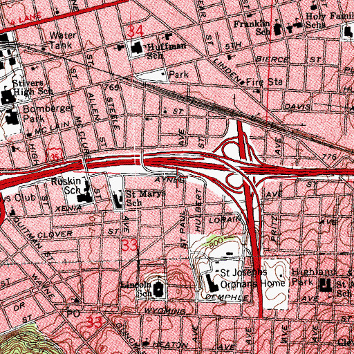 Topographic Map of Haynes Street Church of Christ, OH