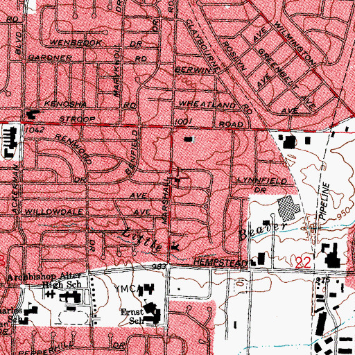 Topographic Map of Marshall Road First Church of God, OH