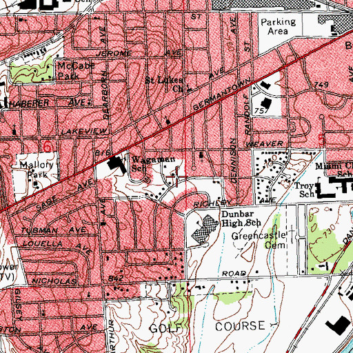 Topographic Map of Missionary Church, OH