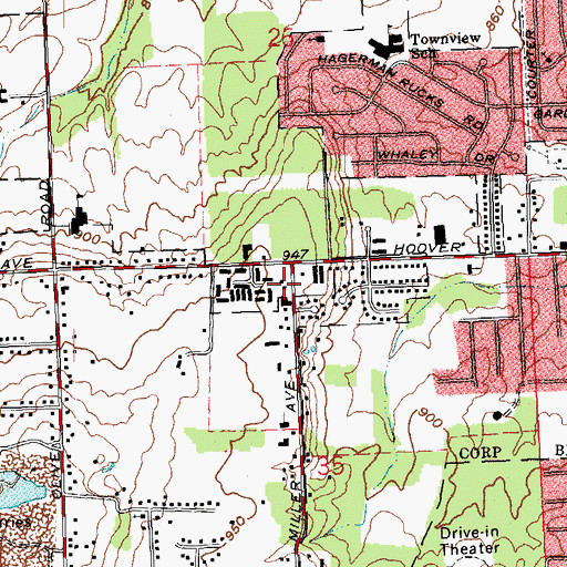 Topographic Map of Omega Missionary Baptist Church, OH