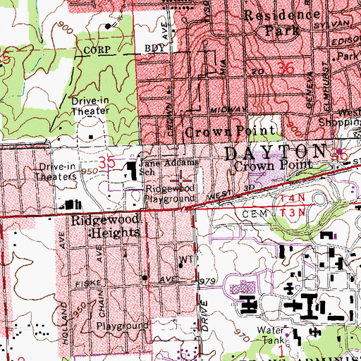 Topographic Map of Pentecostal Temple Church of God in Christ, OH