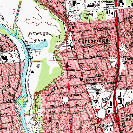 Topographic Map of Queen of Martyrs Catholic Church, OH