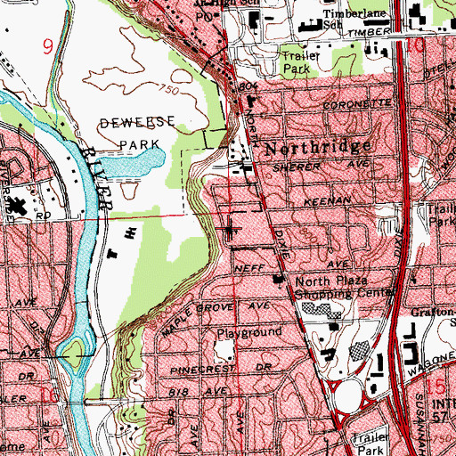 Topographic Map of Queen of Martyrs School (historical), OH