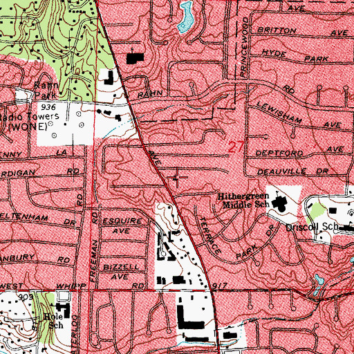 Topographic Map of Saint Georges Episcopal Church, OH