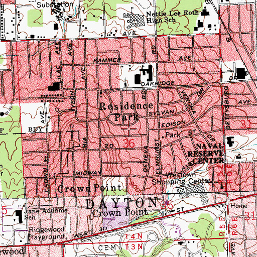 Topographic Map of Saint Paul African Methodist Episcopal Church, OH