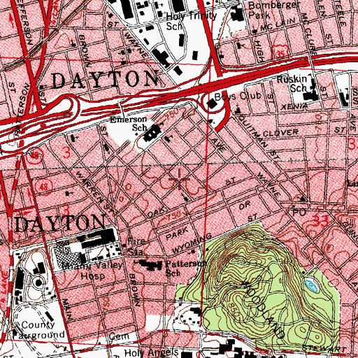 Topographic Map of South Park Historic District, OH