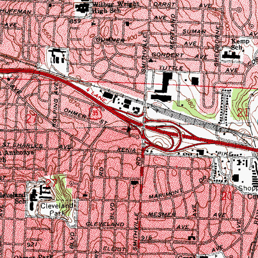 Topographic Map of Temple Christian School, OH