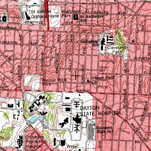 Topographic Map of The Chapel in Ohmer Park, OH