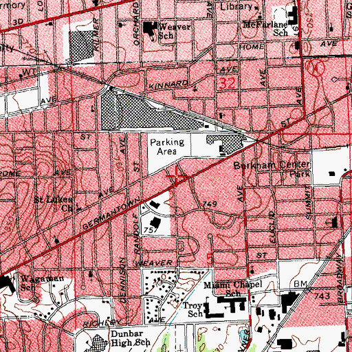 Topographic Map of True Baptist Church, OH