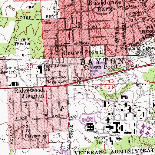 Topographic Map of True Vine Missionary Baptist Church, OH