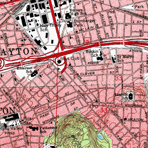 Topographic Map of Voice of Pentecost Church of God, OH