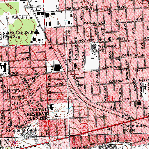 Topographic Map of Wesley Community Center, OH