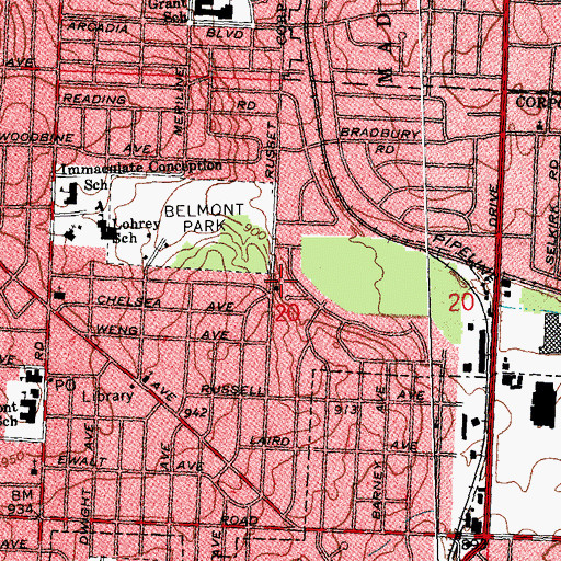 Topographic Map of Korean Full Gospel Church of Dayton, OH