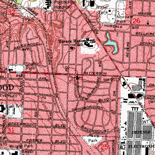 Topographic Map of Patterson Park Church, OH