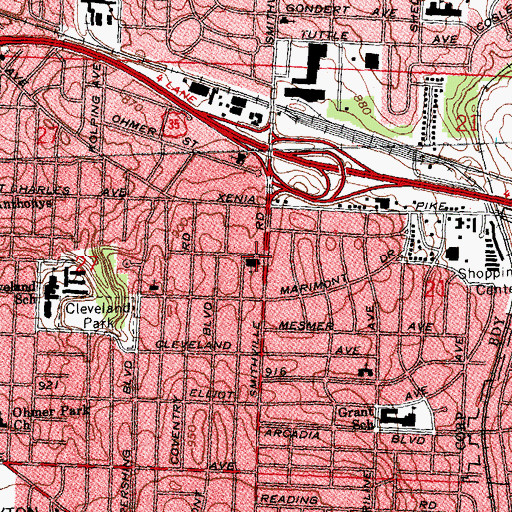 Topographic Map of Memorial Presbyterian Church, OH