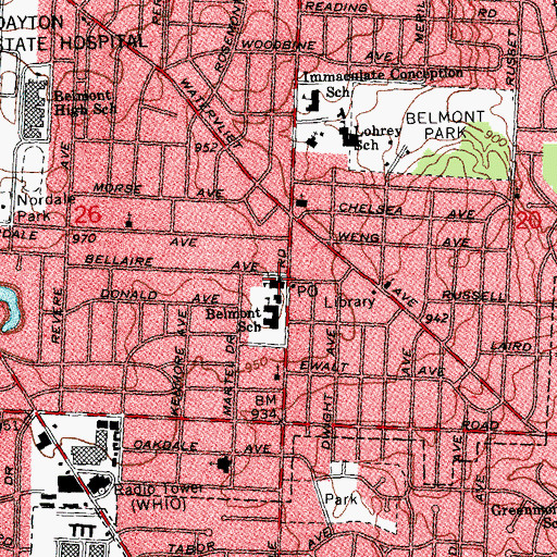 Topographic Map of Belmont United Methodist Pre-School, OH
