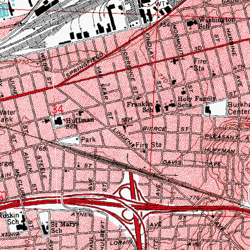 Topographic Map of Memorial United Church of Christ, OH