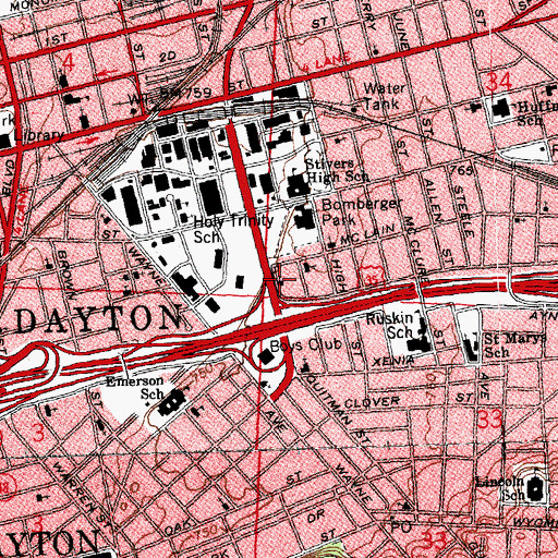 Topographic Map of Islamic Center of Dayton, OH