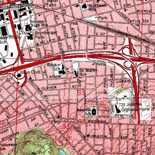 Topographic Map of Community Gospel Worship Center, OH