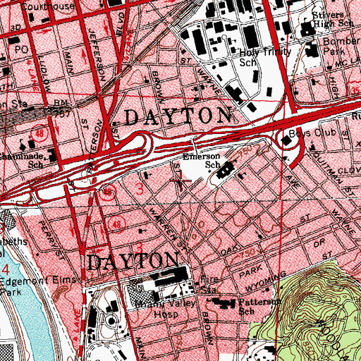 Topographic Map of Central Church of the Nazarene, OH