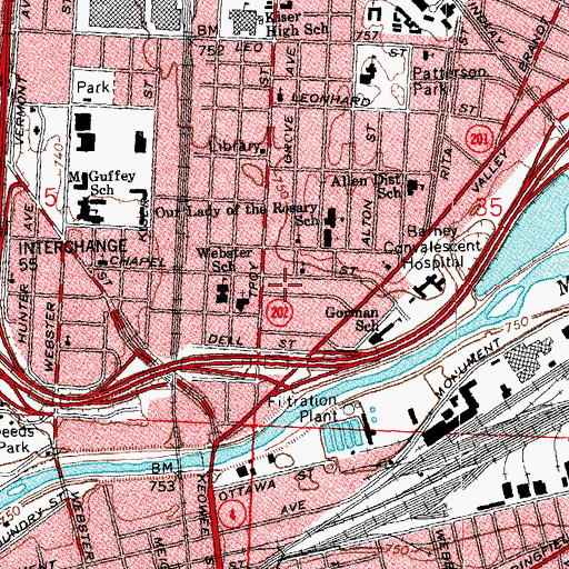Topographic Map of Air Street Church of God, OH