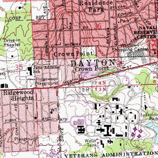 Topographic Map of Progressive Baptist Church, OH