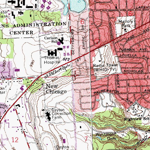 Topographic Map of Rockhill Baptist Church, OH
