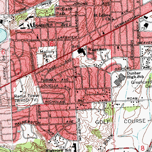 Topographic Map of New Jerusalem Baptist Church, OH