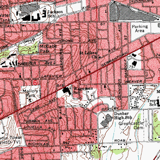 Topographic Map of Madden Hill Branch Library, OH