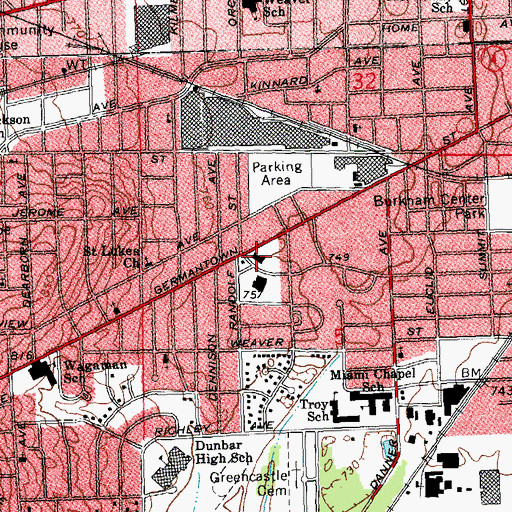 Topographic Map of Phillips Temple Christian Methodist Episcopal Church, OH