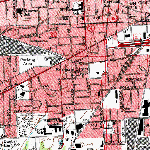 Topographic Map of Mount Olivet Church of God in Christ, OH