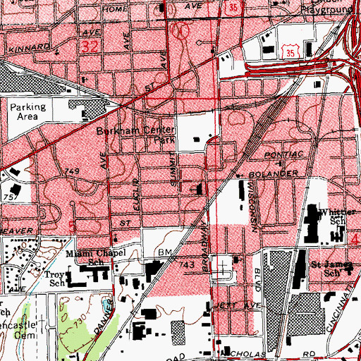 Topographic Map of Union Missionary Baptist Church, OH