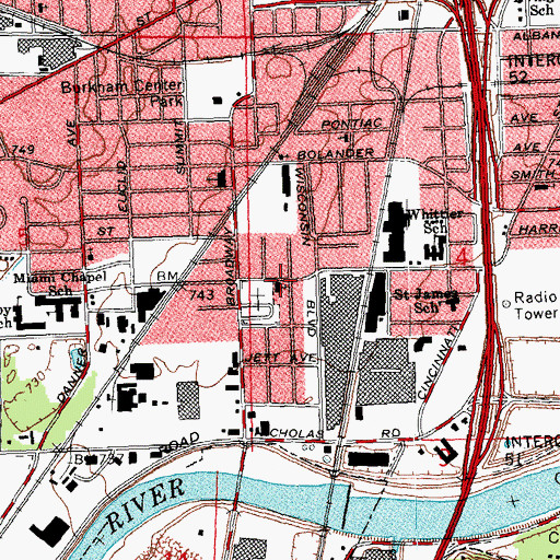 Topographic Map of Pleasant Hill Baptist Church, OH