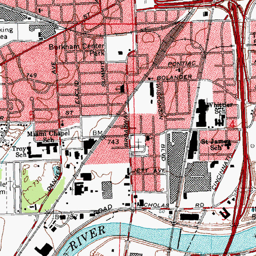 Topographic Map of Rising Star Baptist Church, OH