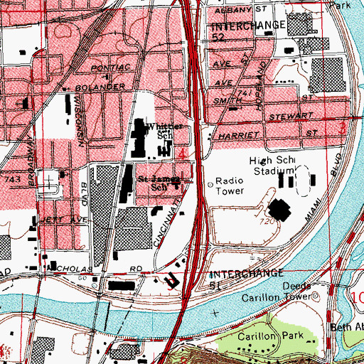 Topographic Map of Saint James Catholic Church, OH