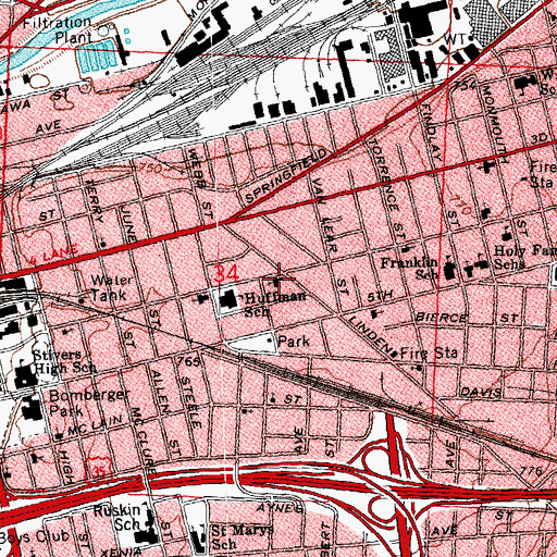 Topographic Map of Linden Avenue Baptist Church, OH