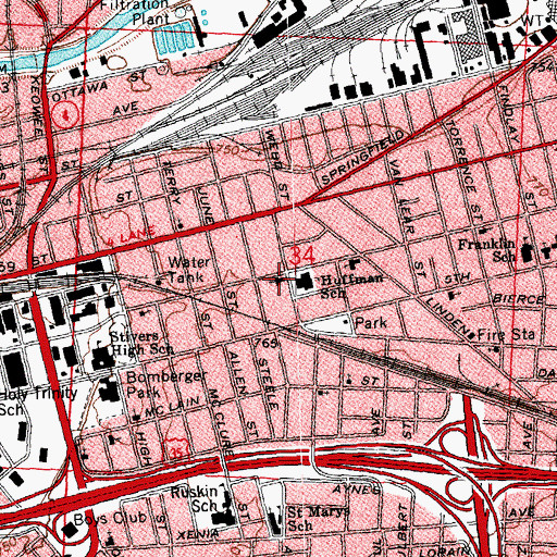Topographic Map of Saint Paul United Methodist Church, OH