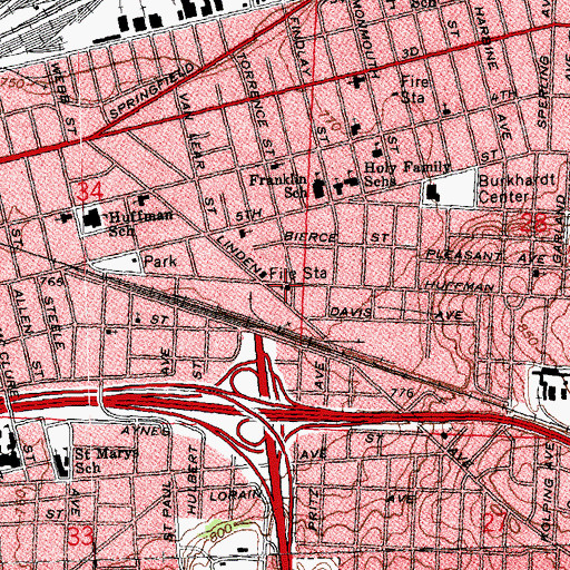 Topographic Map of East Dayton Full Gospel Church of God, OH