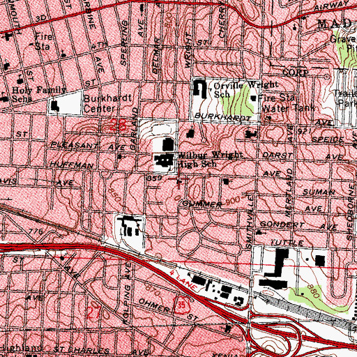 Topographic Map of Mount Overlook Church, OH