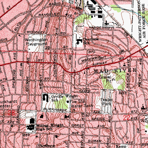 Topographic Map of International College of Broadcasting, OH
