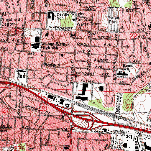 Topographic Map of East Park Church of God, OH