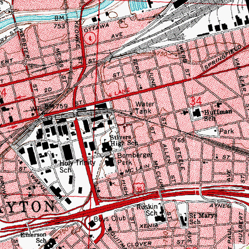 Topographic Map of Jesus Church, OH
