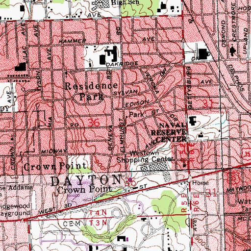 Topographic Map of Residence Park United Methodist Church, OH