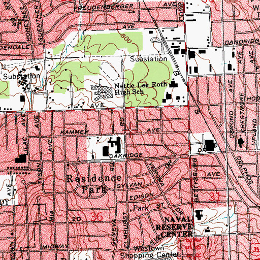 Topographic Map of Saint Theresa Spiritual Church of Christ, OH