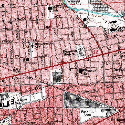 Topographic Map of Calvary Church of God and Christ, OH